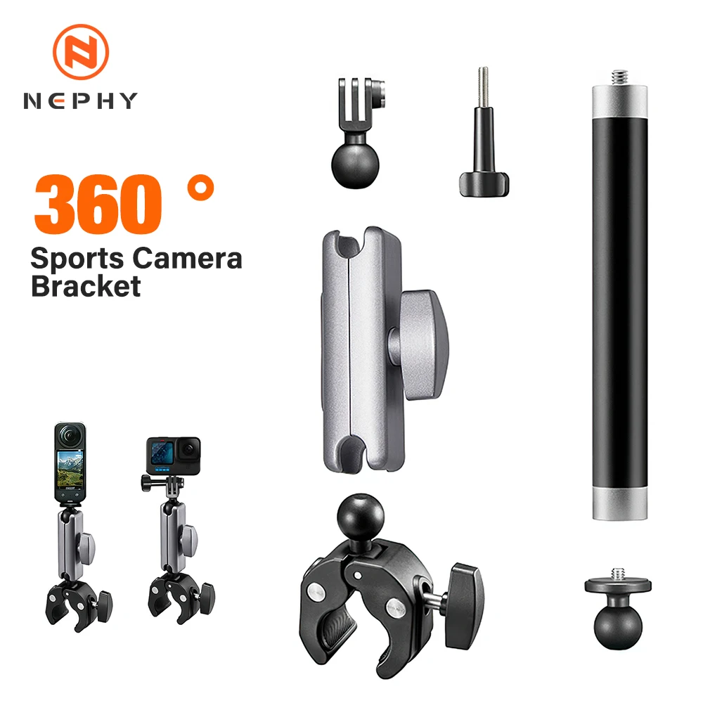 

Мотоциклетный велосипедный держатель для селфи-палки, кронштейн для GoPro 13 12 11 10 9 8 Insta360 X5 X4 DJI OSMO Action 5 Pro, аксессуары