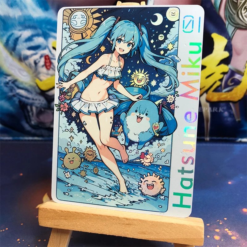 Juego de cartas de colección de personajes de Anime Hatsune Miku, tarjetas Flash de bronce caseras, regalo de cumpleaños y Navidad, 6 unidades por juego