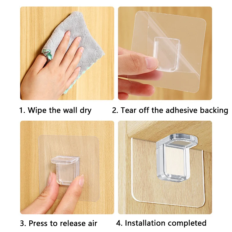 20 Pcs Adhesive Support Shelf Bracket Non-Perforated Wardrobe Strong Partition Layer Fixed Paste Hook Home Kitchen Accessories