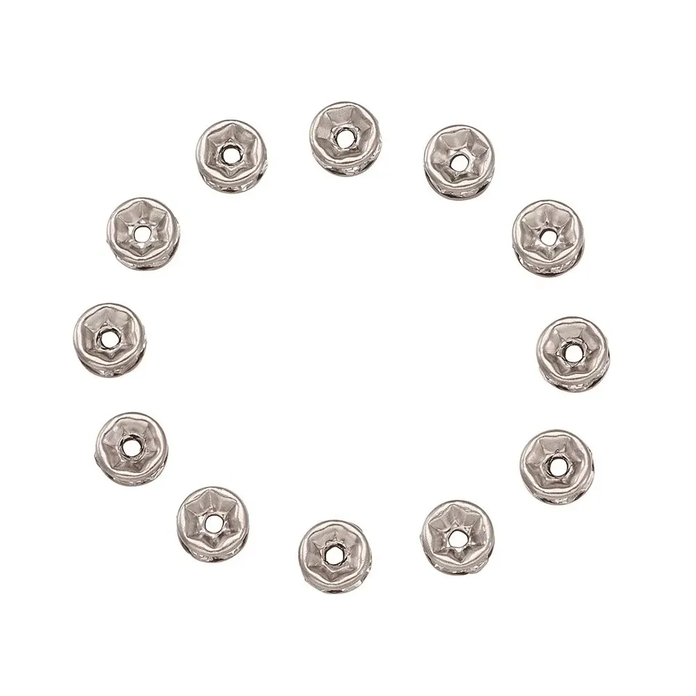 200 قطعة الفولاذ المقاوم للصدأ خزر عازل حجر الراين المعادن Rondelle فضفاض الخرز لصنع المجوهرات سوار DIY بها بنفسك اكسسوارات 6 7 8 10 مللي متر