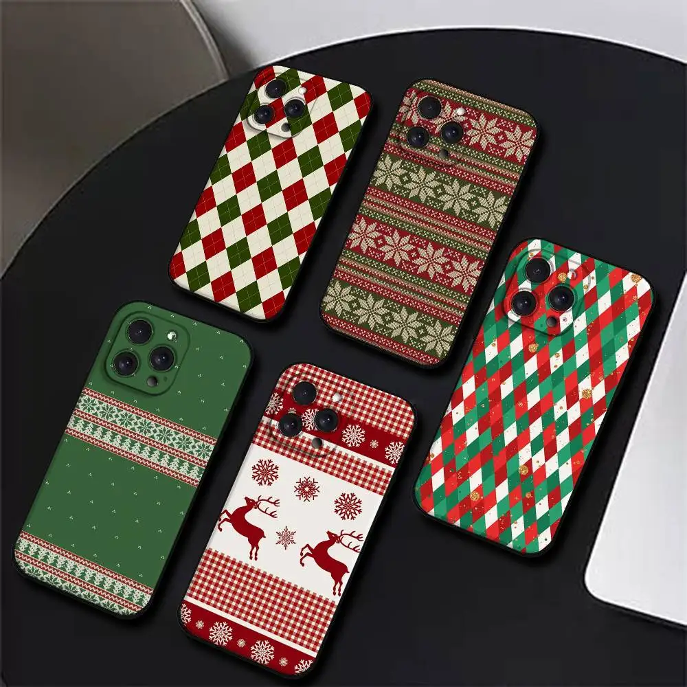 حافظة هاتف عيد ميلاد سعيد للعام الجديد لهاتف آيفون 17,16,15,14,13,12,11 Plus,Pro,Max,XR,XS,X,7,8 Plus,Mini Black Silicone Soft