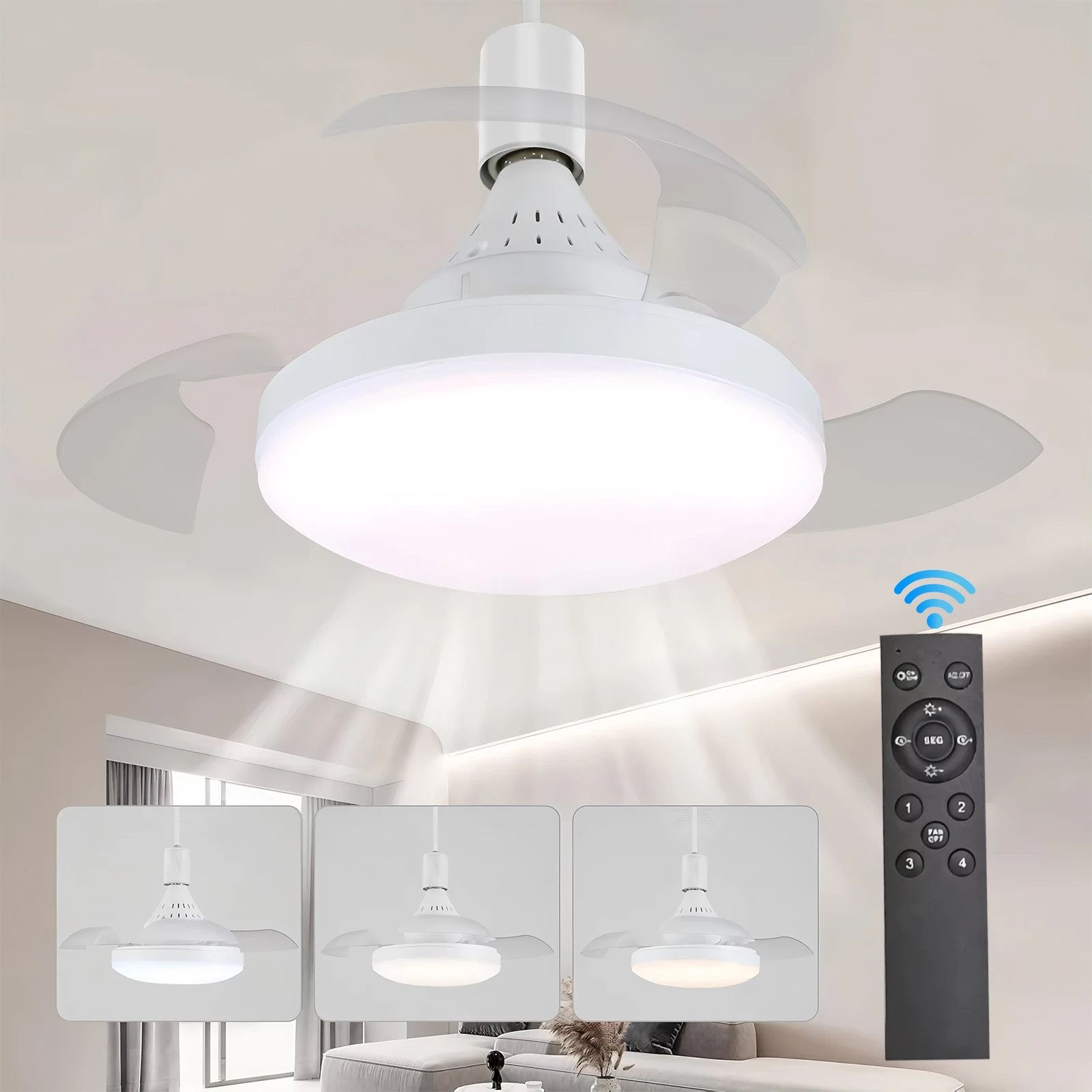 

E27 Потолочный вентилятор Легко устанавливается Потолочный светильник100-265 В Выдвижной электрический вентилятор Домашние потолочные вентиляторы с подсветкой для спальни