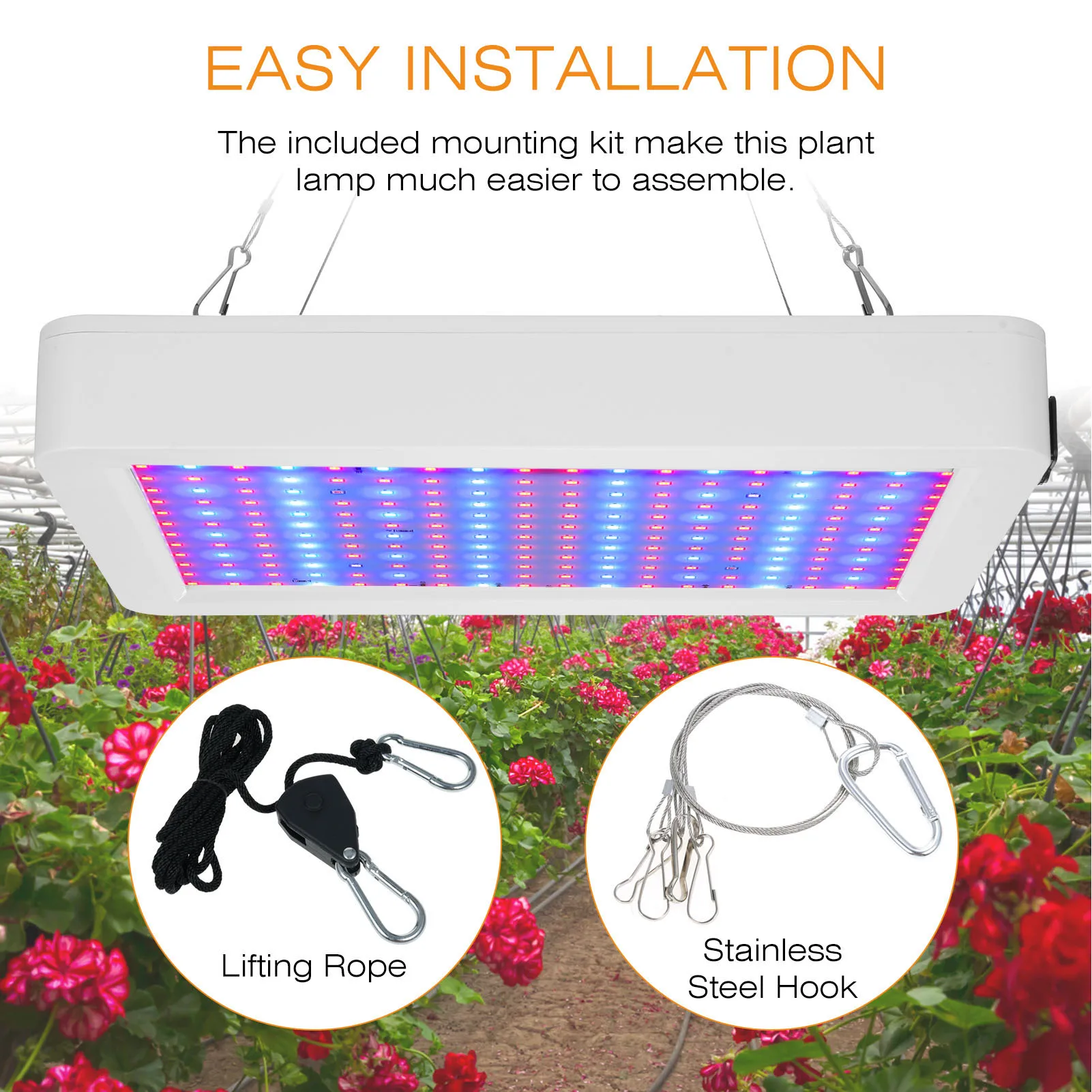 

312 светодиодов, светильник для выращивания комнатных растений, полный спектр, лампа для выращивания овощей и цветения, водонепроницаемые подвесные лампы для выращивания растений