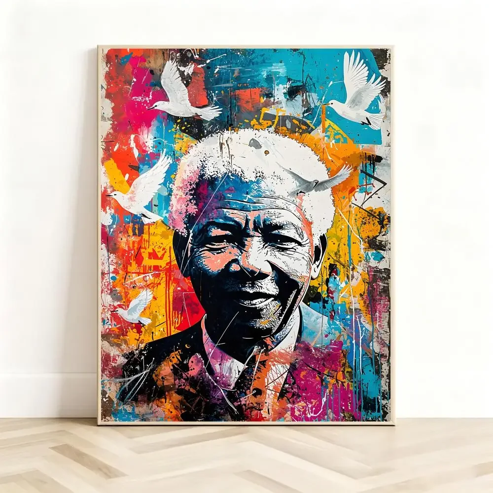 Respected Publicfigure N-Nelson Mandela Poster Classic Self-Adhesive PP Wall Sticker for Living Room Bar Decor Gift