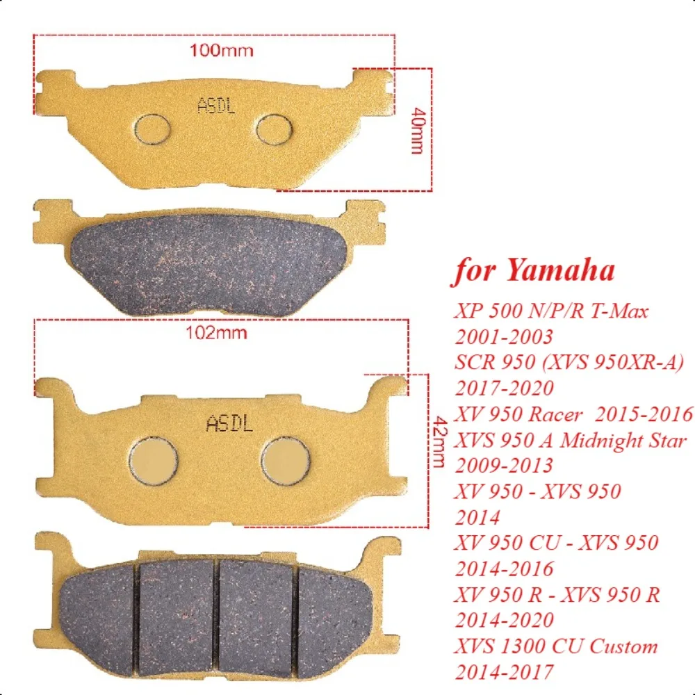 

Front Rear Brake Pads Kit For YAMAHA XP500 XP500N XP500P SCR 950 XV 950 Racer XVS 950 XV950R XVS 1300