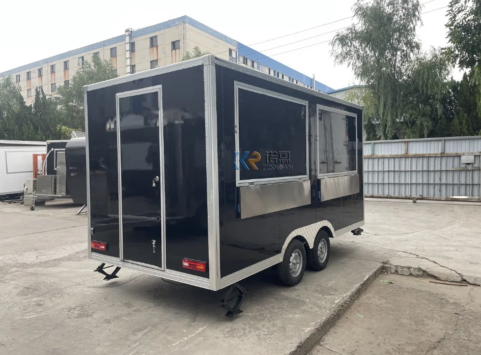 Coffee Cart Food Trailer With Kitchen Equipments Street Mobile Fast Food Truck Van Ice Cream Cart