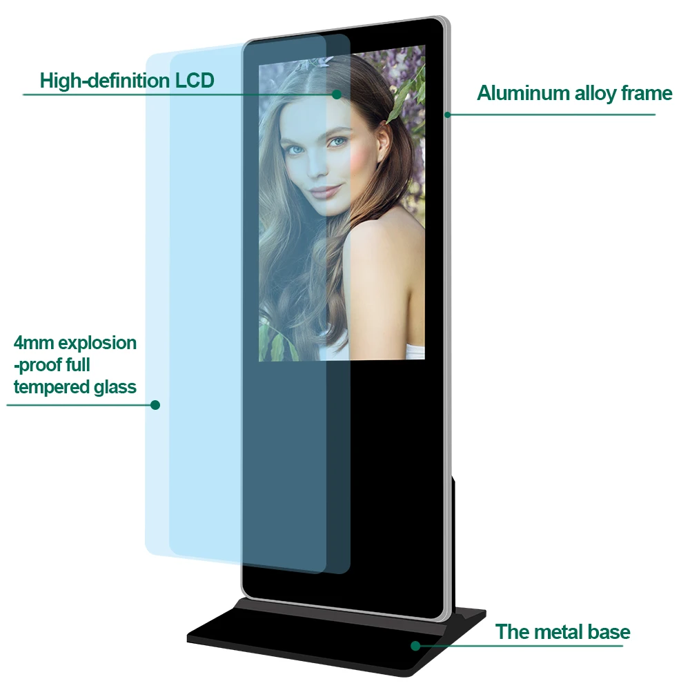 Floor Standing Vertical Indoor Totem LCD Advertising Display Screen Android Interactive Digital Signage