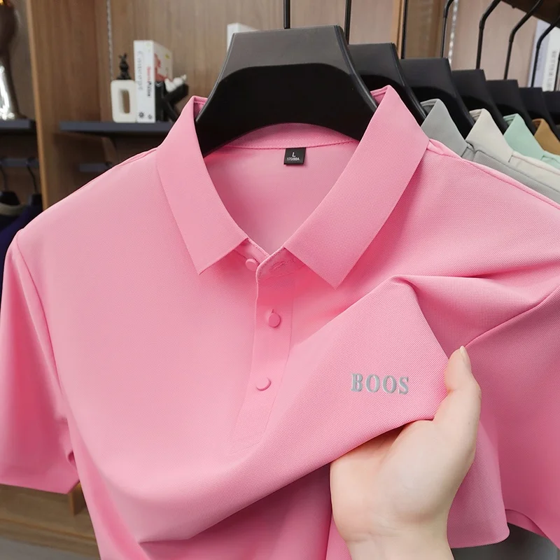 Sommermode Herren Kurzarm-Poloshirt mit Kragen, Knöpfen und Buchstabenprägung, Lässig, Atmungsaktiv, Minimalistisch, Einfarbig, Herrenbekleidung – Detail 22