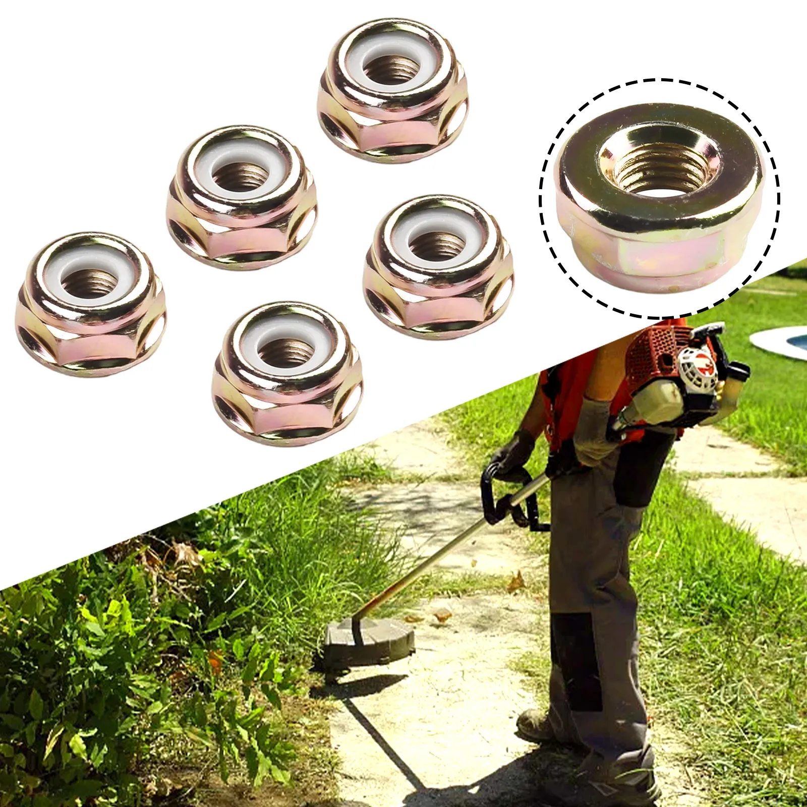 5pcs Nuts M10x1.25 String Trimmer Nuts Outdoor Power Equipment Accessories Brush Cutter Gear Head Case Spare Nut