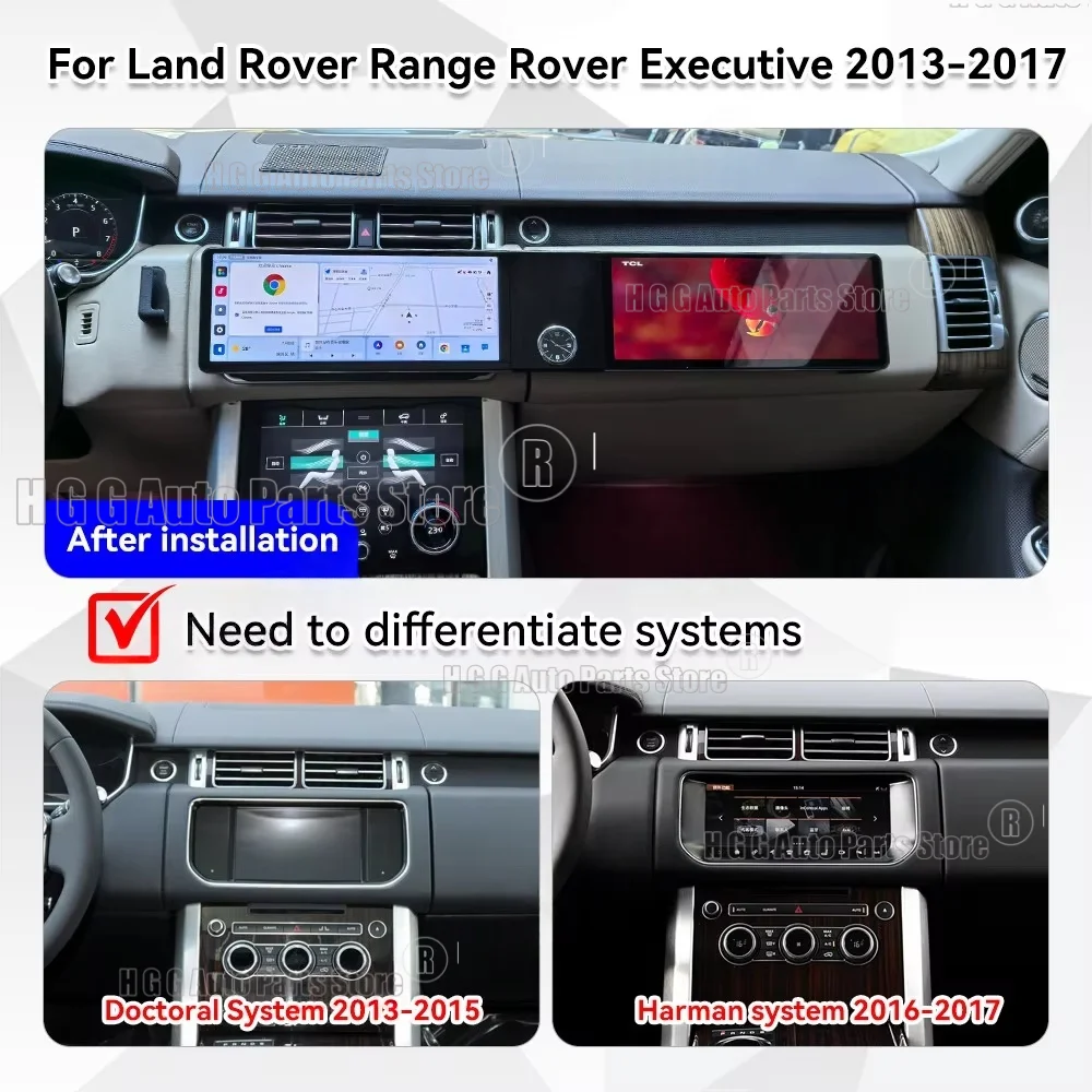 Dual 12.3 Inch Car Radio For Land Rang Rover Executive 2013-2017 Android 13 CarPlay GPS Navigation Multimedia Player Head Unit
