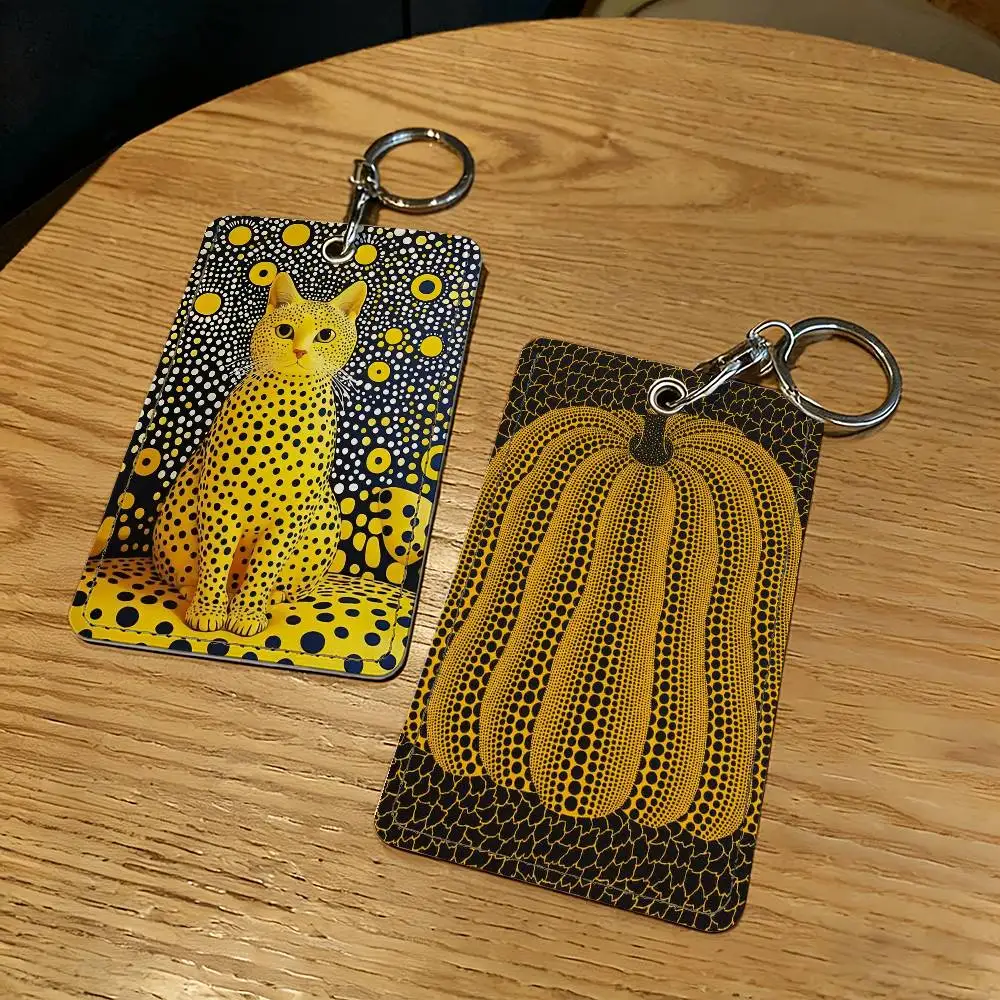Art Y-Yayoi K-Kusama-S Card Holder With Keychain Executive Protection For Bank Credit Subway Bus Case