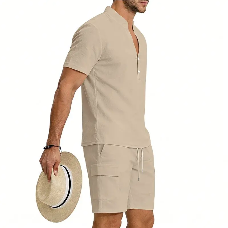 

Мужской комплект CYL: рубашка и шорты, 2 предмета, пляжная одежда, костюм для отпуска, летняя одежда