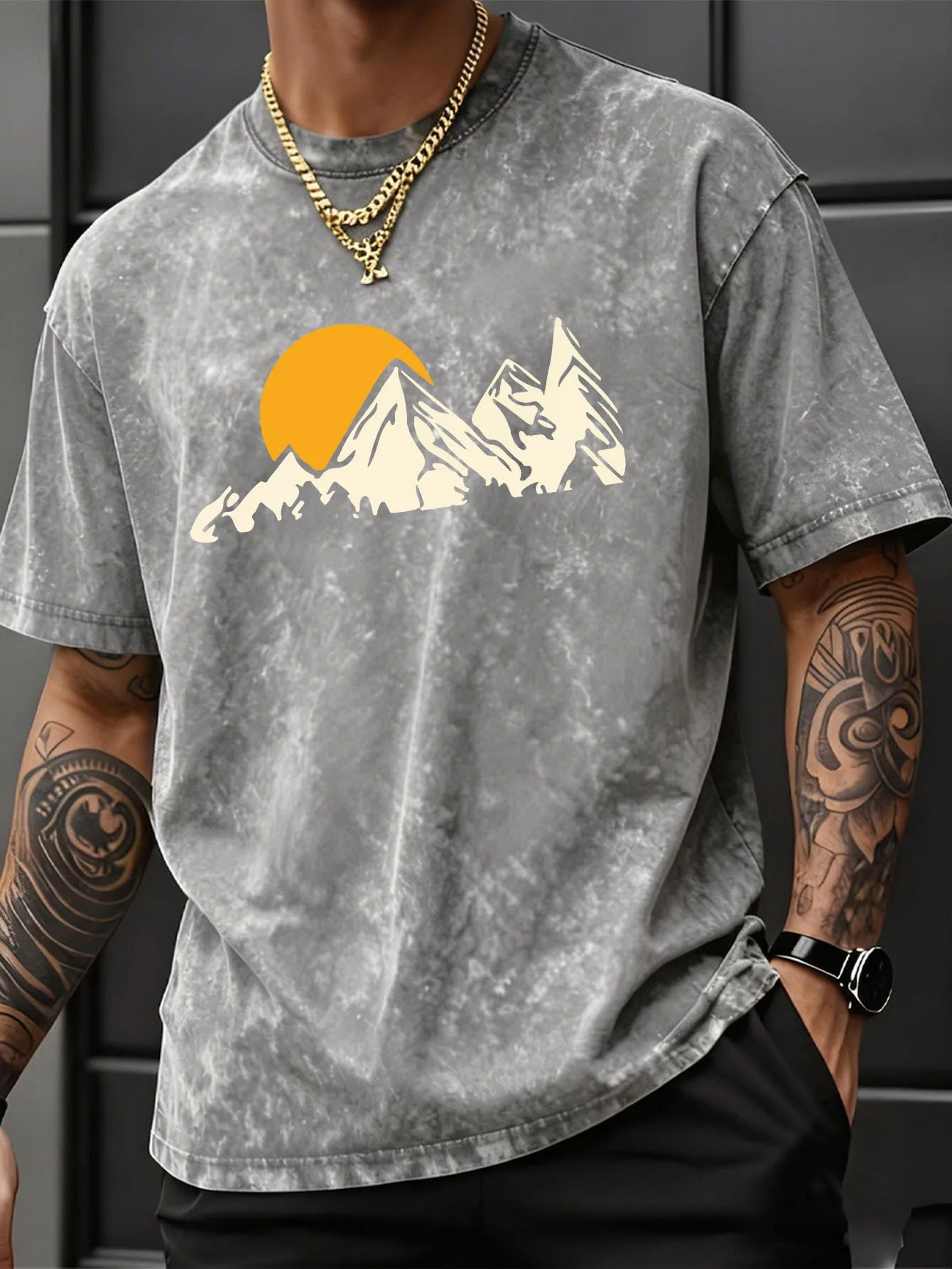 Cross-border Hot Sale Men Short Sleeve T-shirt 9 Colors Trend Print Loose Slim Plus Size Casual Versatile Streetwear Top S-3XL