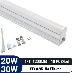 10pcs/lot 4ft 1200mm 20W 30W T5 integrated LED Tube|High PF 0.95|Flicker-Free|Non-Dimmable |Energy Saving|replace fluorescent