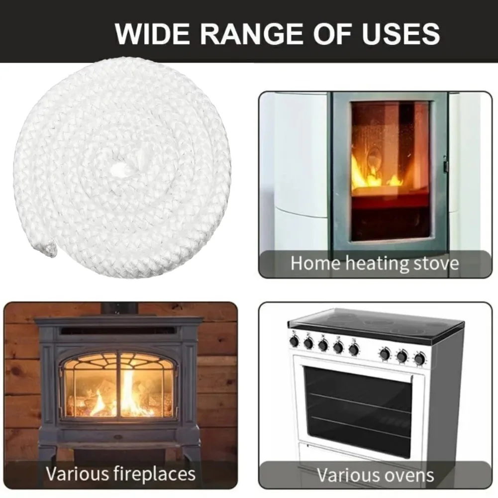 2Pcs Fireplace Sealing Rope Wood Stove Gasket 6/8/10/12mm 2M Fiberglass High Temperature Wood Burning Stove Burner Door Seal