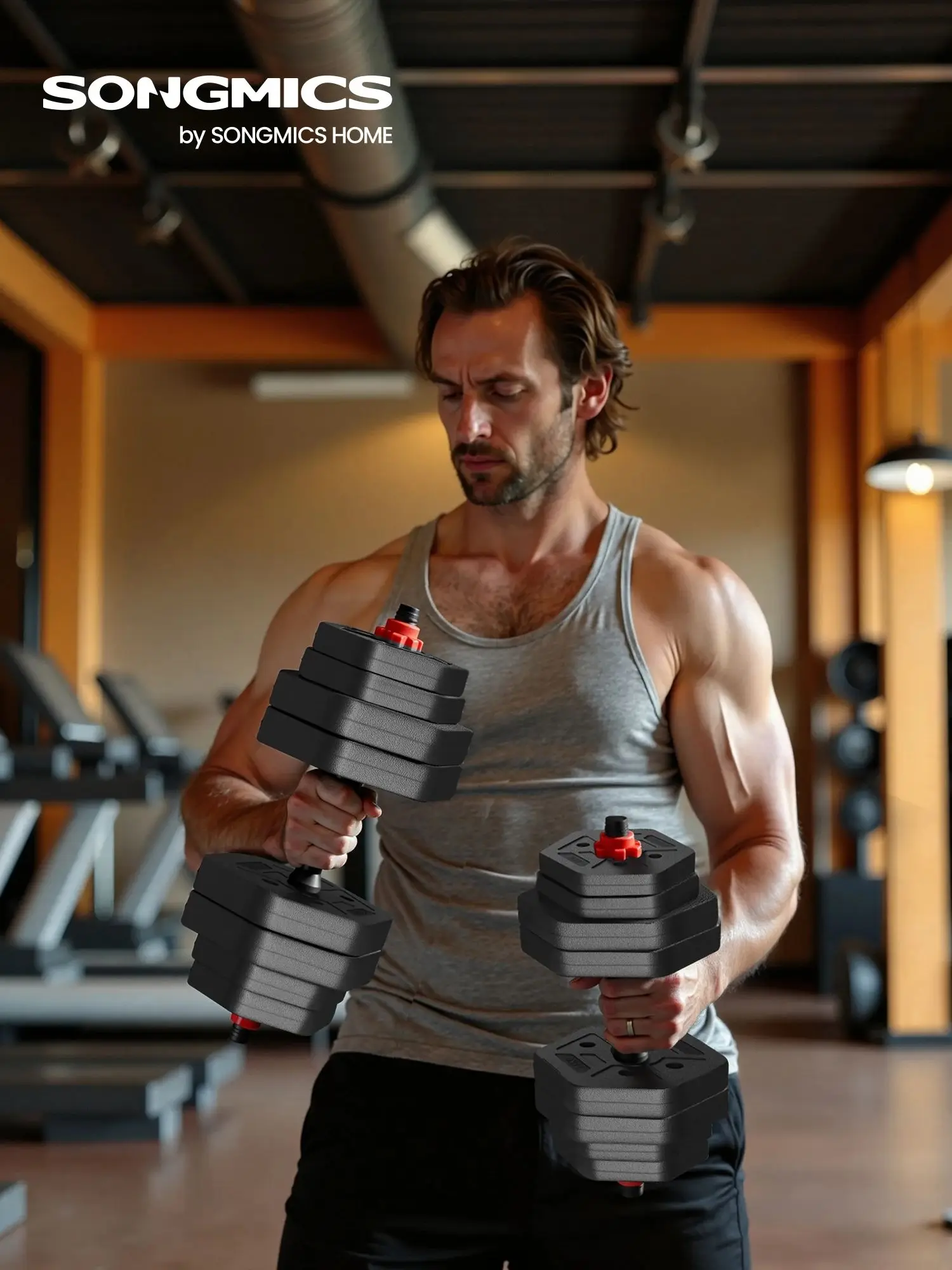 SONGMICS halterset halters Hexagon Korte halterset Workout Fitnesstraining Gewichtheffen - afbeelding 2