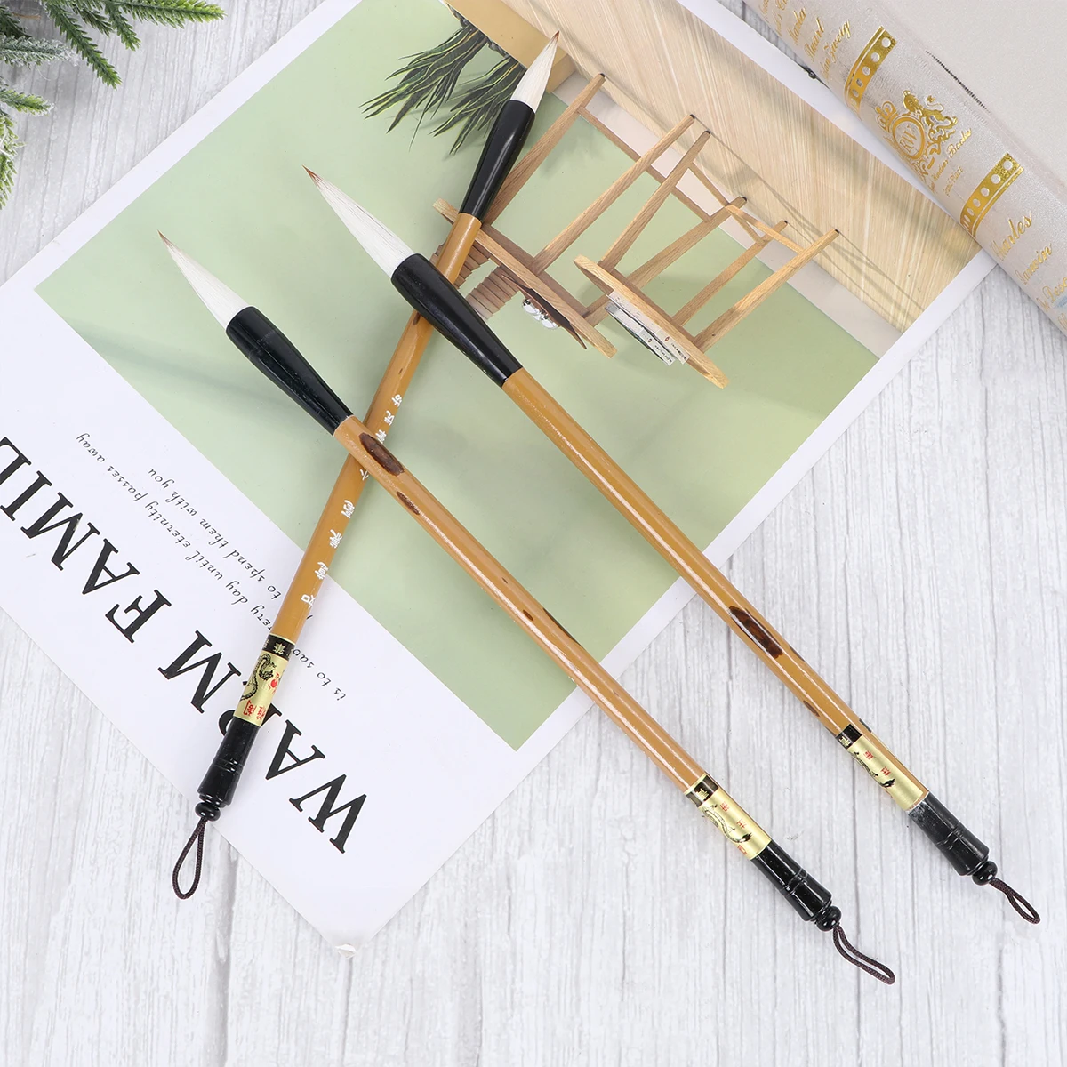 

3pcs Wolf Hair Writing Brushes Chinese Calligraphy Painting Tools Bamboo Handle Water Pen Set for Beginners Art Supplies