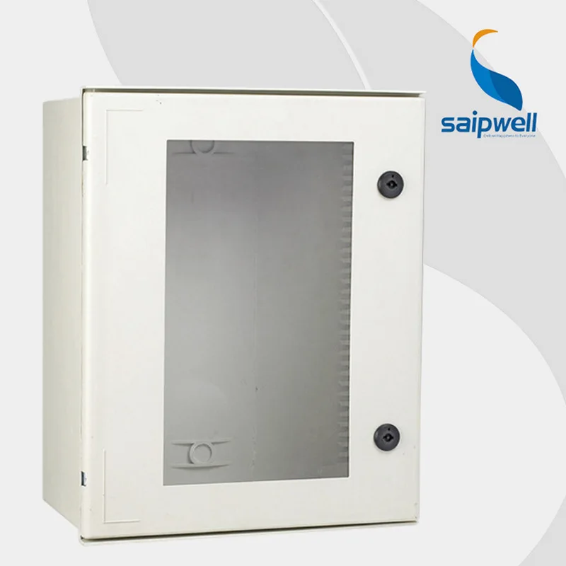 SAIPWELL Nema 4 enclosure SMC fiberglass box with clear cover FRP GRP  empty  hinged  outdoor power distribution supply