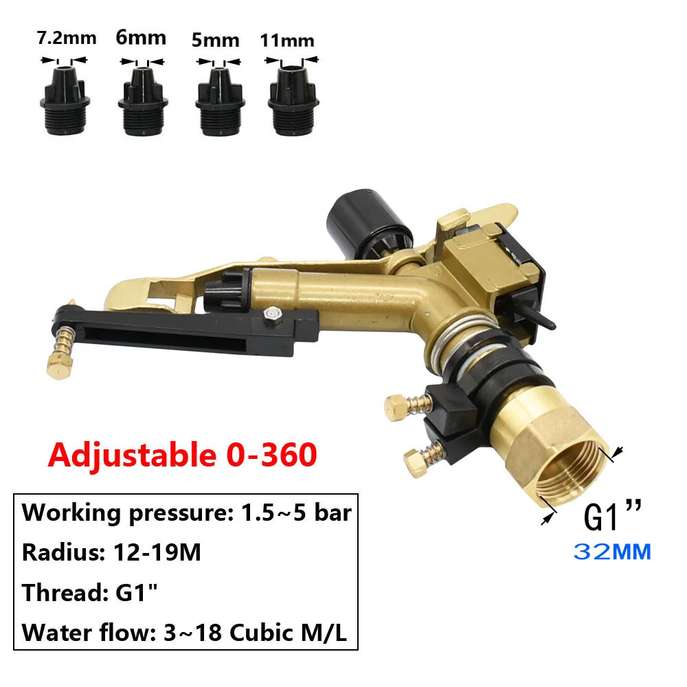 1 "1.5" 2 "Binnendraad Rocker Impact Sprinkler Gun Grote Spray Bekleding Bereik Tuin Boerderij Gazon irrigatie Watering Regenpistool