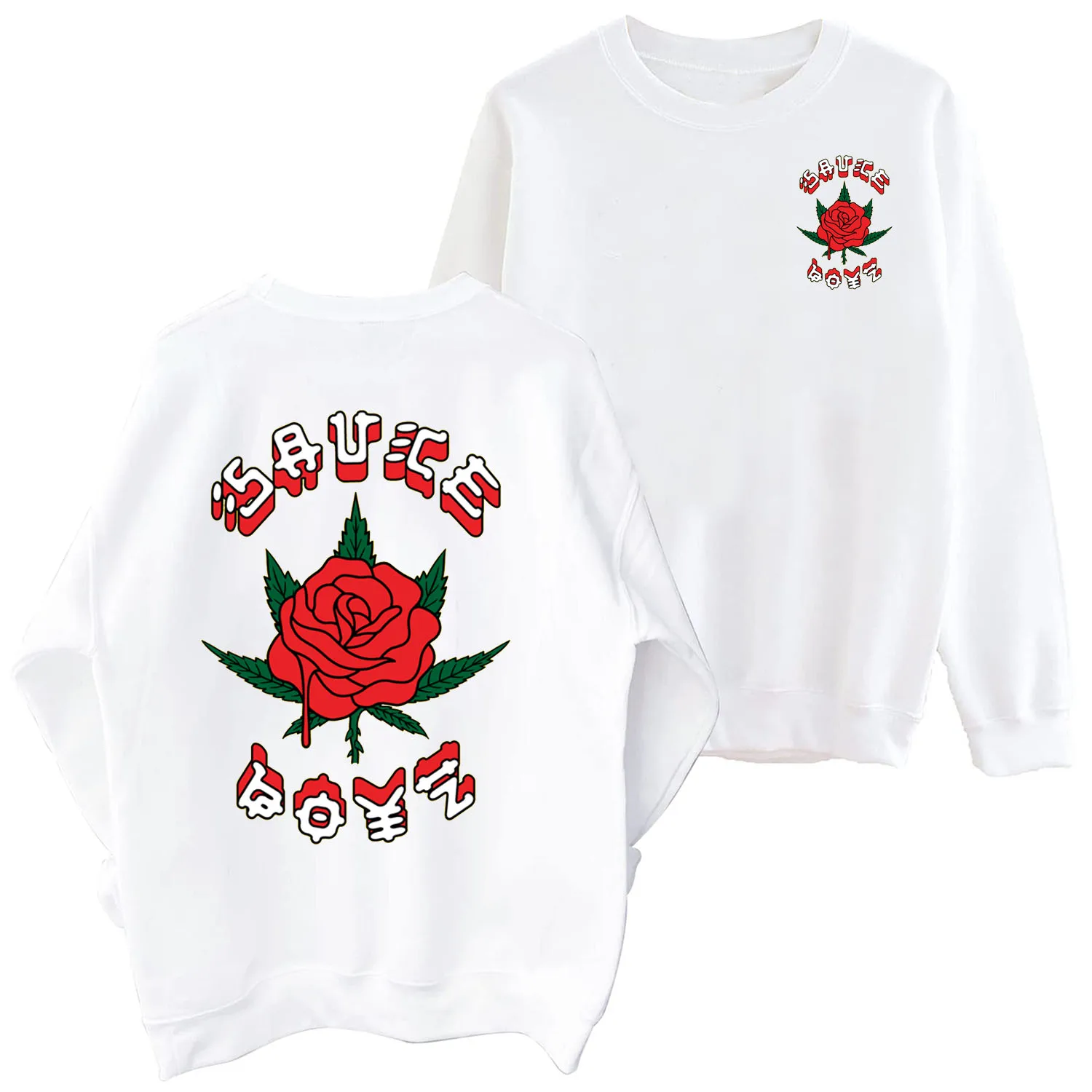 

Толстовка Eladio Carrion в стиле оверсайз, свитшот с круглым вырезом и надписью Sauce Boyz, Повседневный пуловер для фанатов, топы