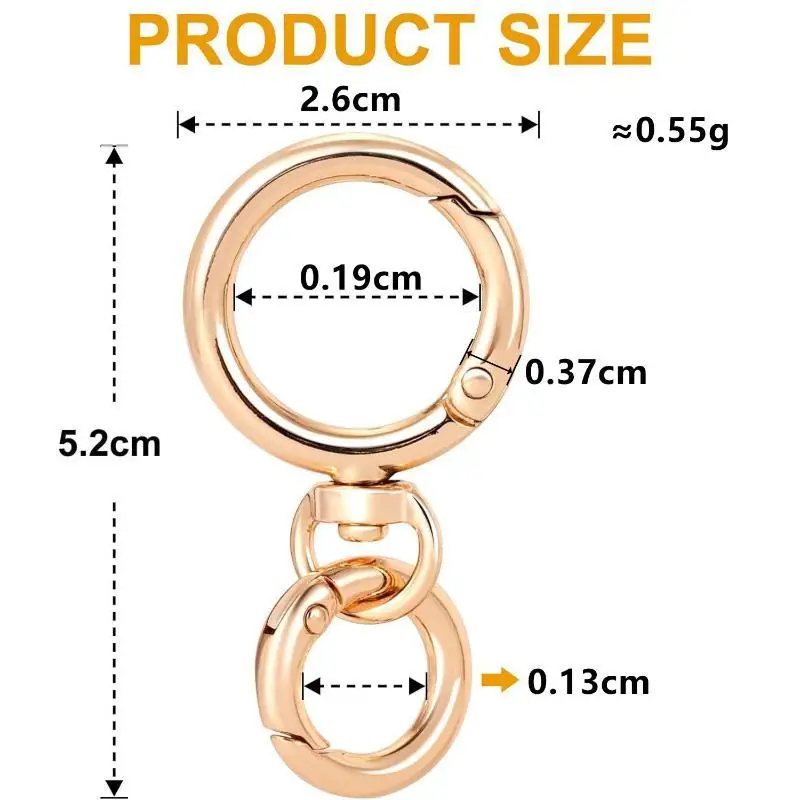 2/5/10Pcs Round Spring Snap Carabiner Clip O Rings Swivel Trigger Hook Metal Clasps Keychain For Handbag Lanyards DIY Crafts