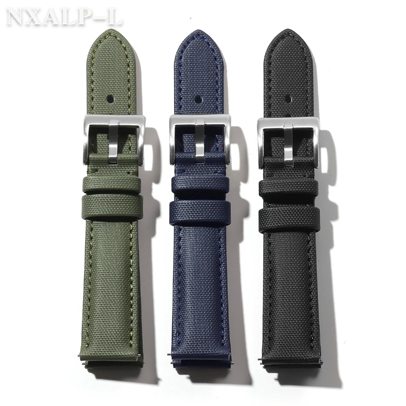 جودة Sailcloth الجلود حزام ساعة اليد 20 مللي متر 22 مللي متر ل Seiko حزام مقاوم للماء النسيج حزام الساعات سريعة الإصدار معصمه اكسسوارات