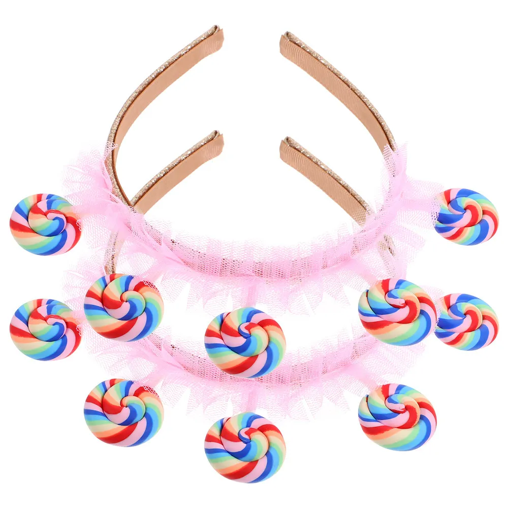 

2Pcs Charming Lollipop Headband for Children Cute Candy Theme Hair Accessories Birthday Party Themed Event Comfortable Wear