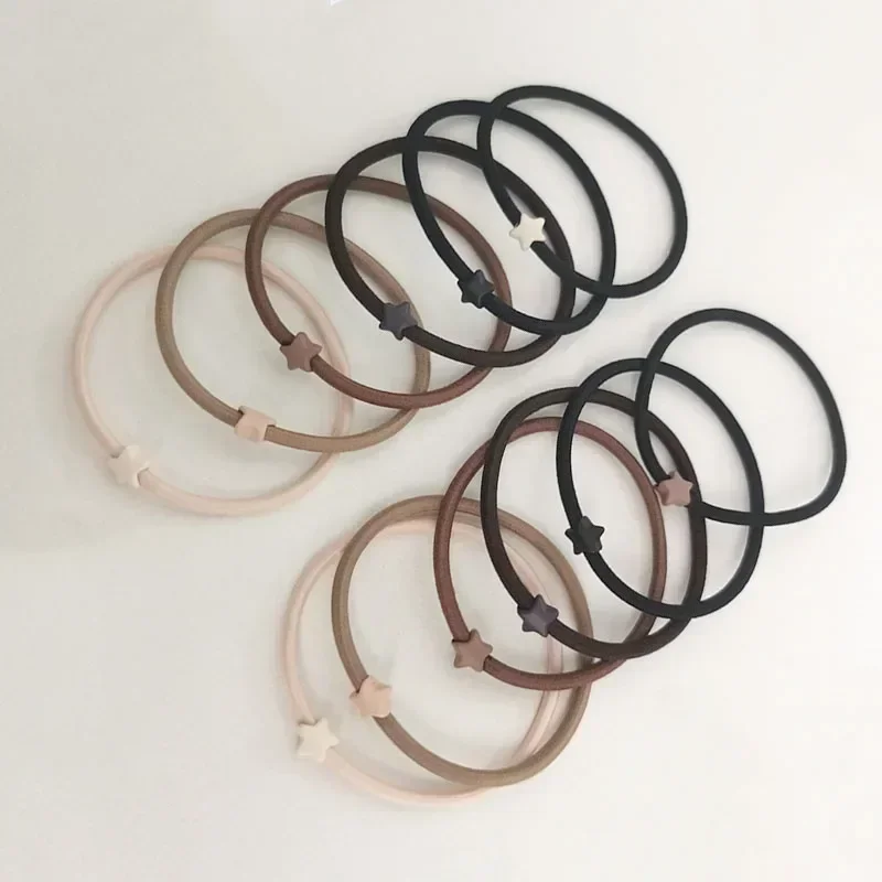 10PC koreańskie kolorowe serce gwiazda elastyczność gumki do włosów Scrunchies dla kobiet dziewczynki kucyk Holder gumki do włosów akcesoria liny — zdjęcie 6