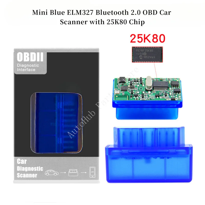 

Автомобильный сканер OBD Mini Blue ELM327 Bluetooth 2.0 с чипом 25K80