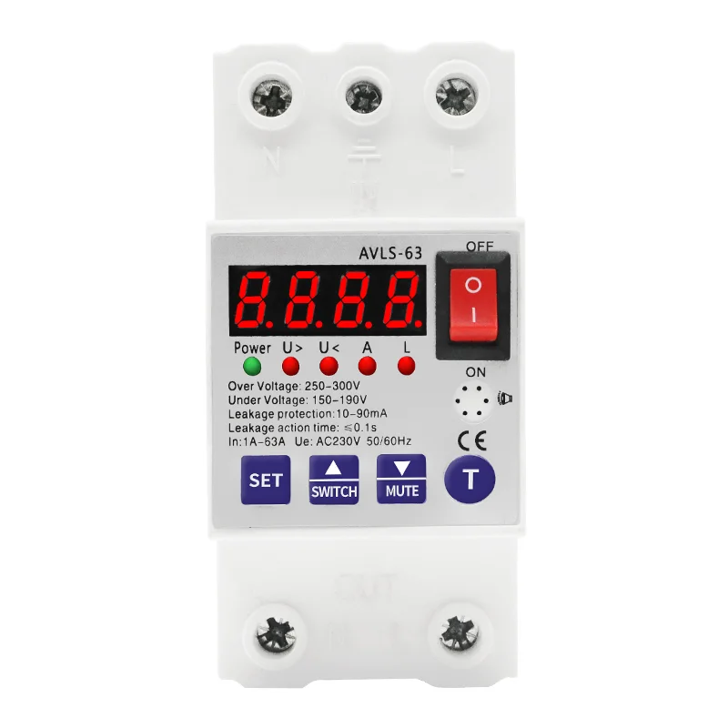 63A Leakage Protection Circuit Breaker Over And Under Voltage Over Current Leakage Protection Surge Protect Protector