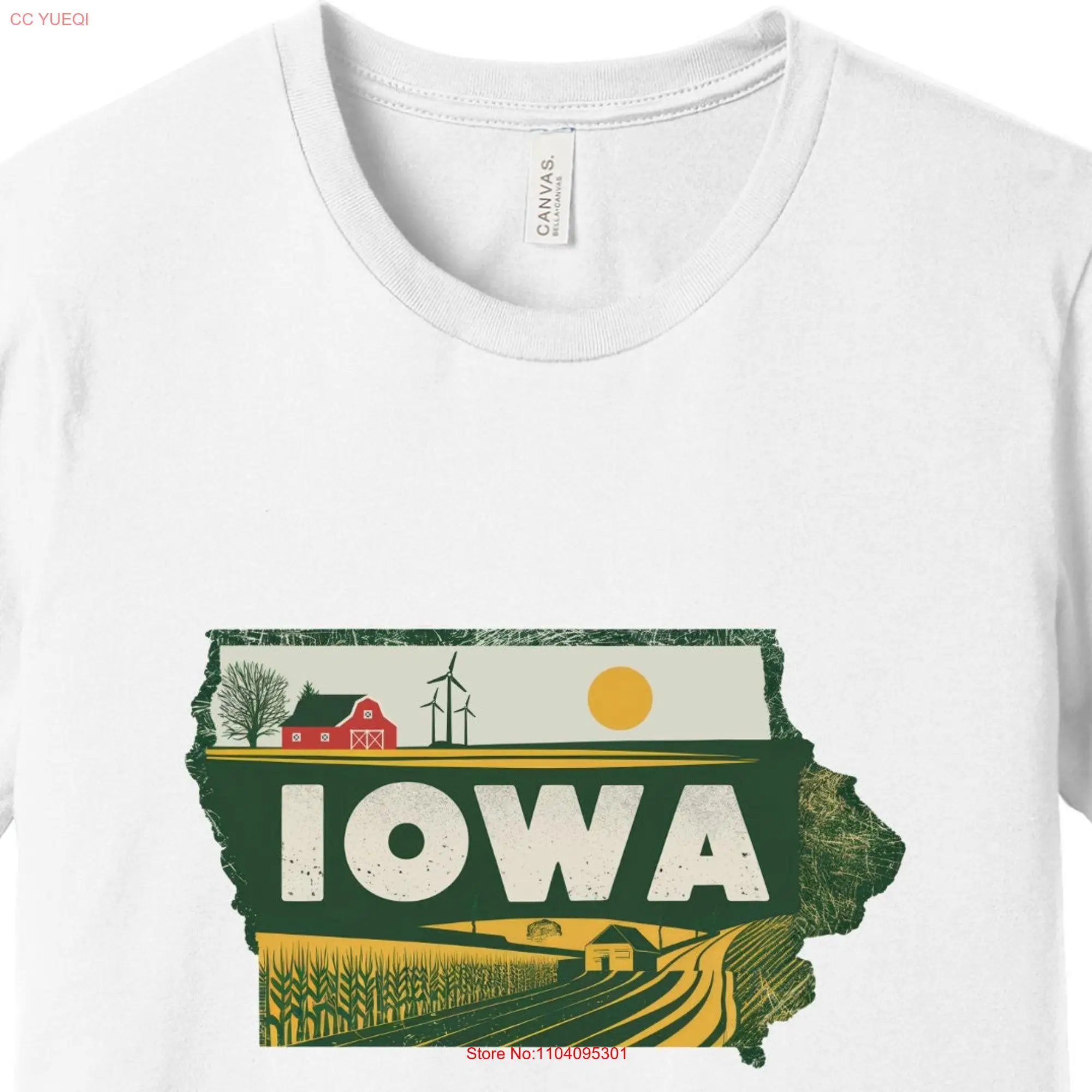 Iowa State T Shirt Iconic Design Farm and Windmill Scene long or short sleeves