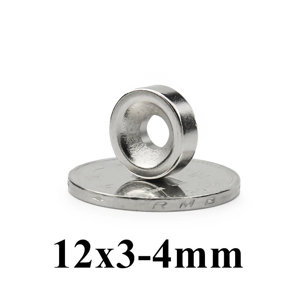 

500pcs 12x3mm Hole: 4mm Super Strong Round Neodymium Countersunk Ring Magnets N35 Neodymium Magnet