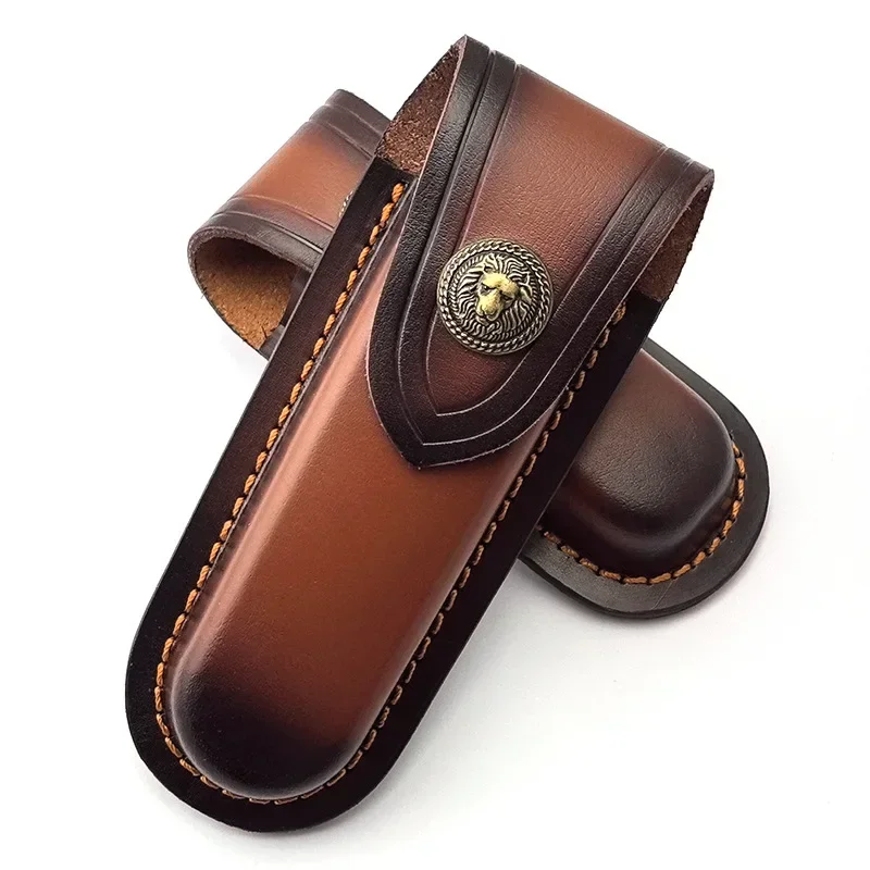

NEW Brass Buckle Genuine Cow Leather Fold Knife Knives Pliers Sheath Scabbard Cover Holder Storage Bag Pouch