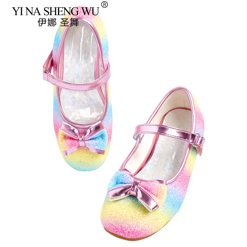 

Туфли для девочек с бантом из искусственной кожи, блестящие туфли принцессы, детская обувь Мэри Джейн на низком каблуке, вечерние, свадебные, выпускные, для малышей