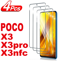 2/4Pcs Screen Protector Glass For Xiaomi Poco X3 Pro NFC X3Pro X3NFC Tempered Glass Film