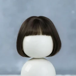 BJD wig high temperature silk sister pear flower bangs short hair for big head, Blyth wig suitable head circumference 25-27cm