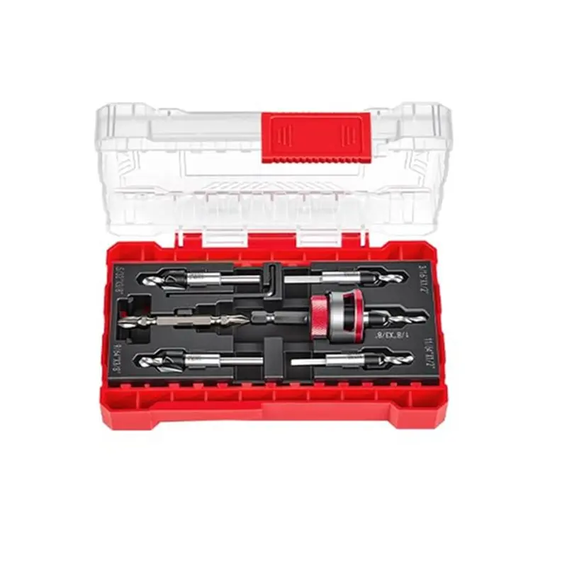 

ABKS-Countersink Drill Bits Set Wood, 5PCS Two-Flute Alloy Tapered Bits And Adjustable Depth Stop Collar Included