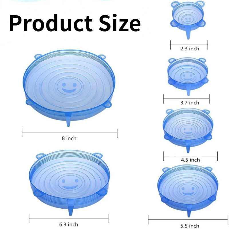 Silicone Stretch Food Covers Kitchen Fresh-keeping Lids Food Caps Elastic Expandable Microwave Airtight Plastic Wrap