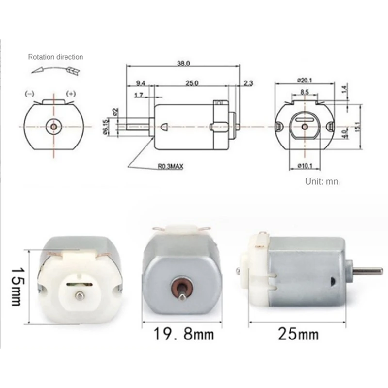 130 Micro-DC Motor Mini USB Fan sveglia multifunzione conveniente portatile 4 WD Brush pratico motore facile da installare