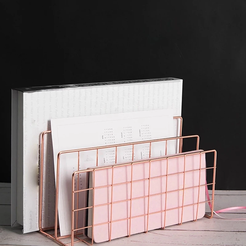 Metal Mesh Desk Organizer Desktop Letter Sorter Mail Tray File Organiser Office Home Bookends Book Holder