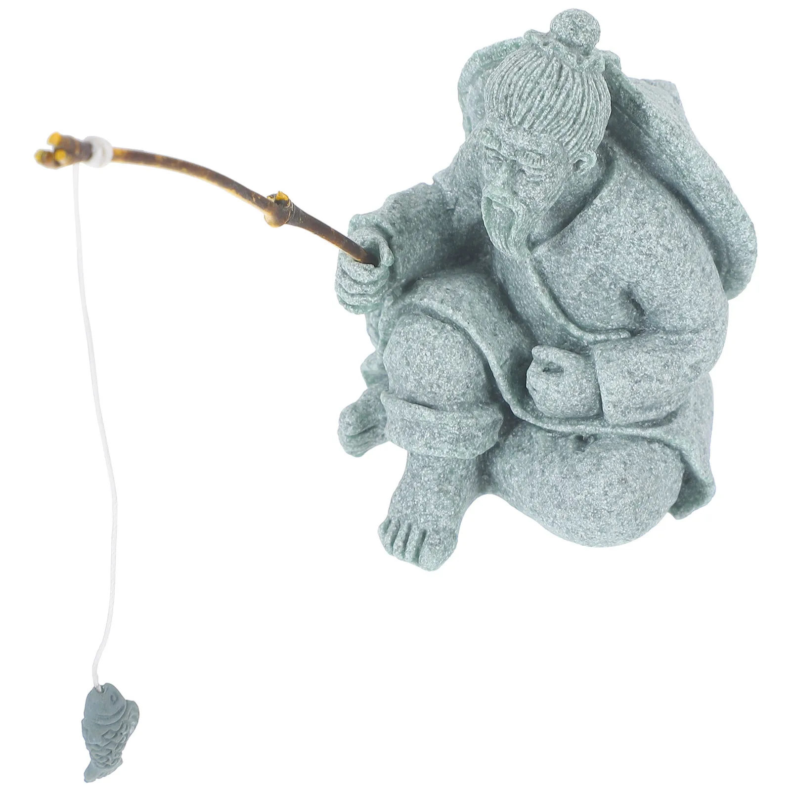 

Mini Jiang Taigong Fishing Statue Sand Exquisite Home Aquarium Garden Decor Lifelike Elegant Design