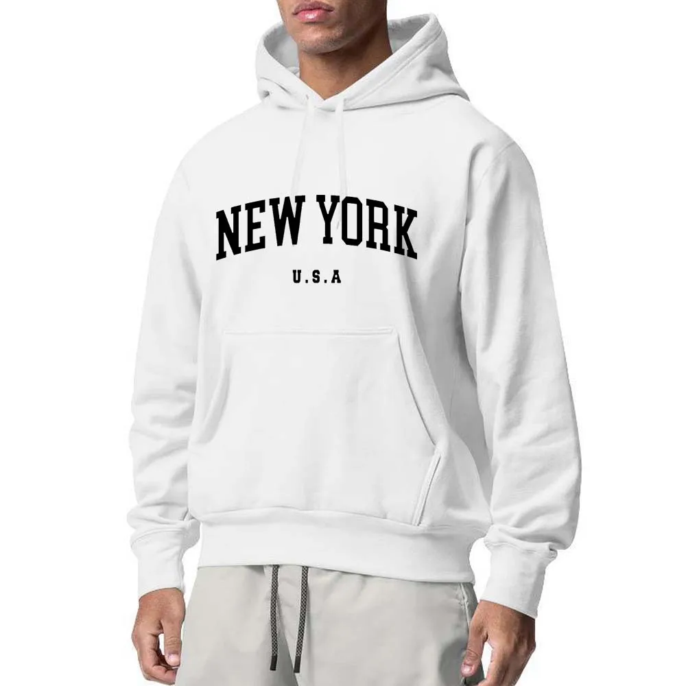 Men Women New York U.S.A City Hoodies Fashion Letter Printed Graphic Sweatshirts Loose Casual Harajuku Hooded Pullover Sportwear