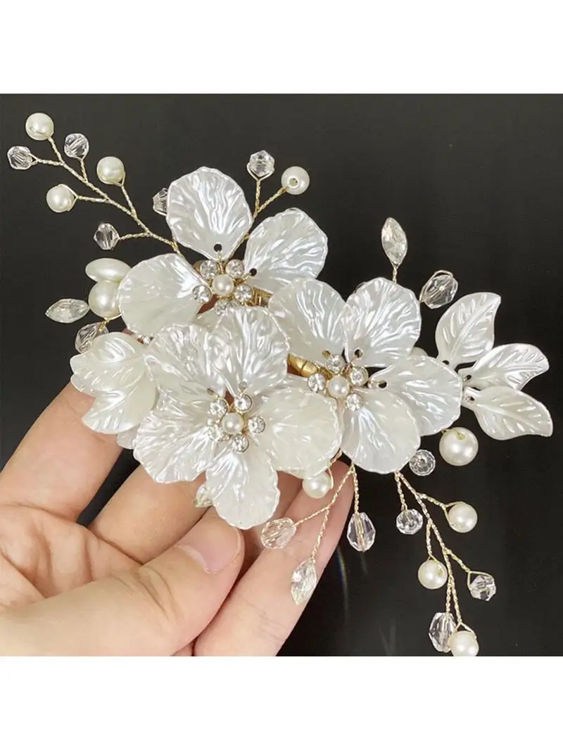 Crystal Pearl Flower Hair Clips Elegant Headwear For Women Precious Jewels Bridal Wedding Hair Accessories