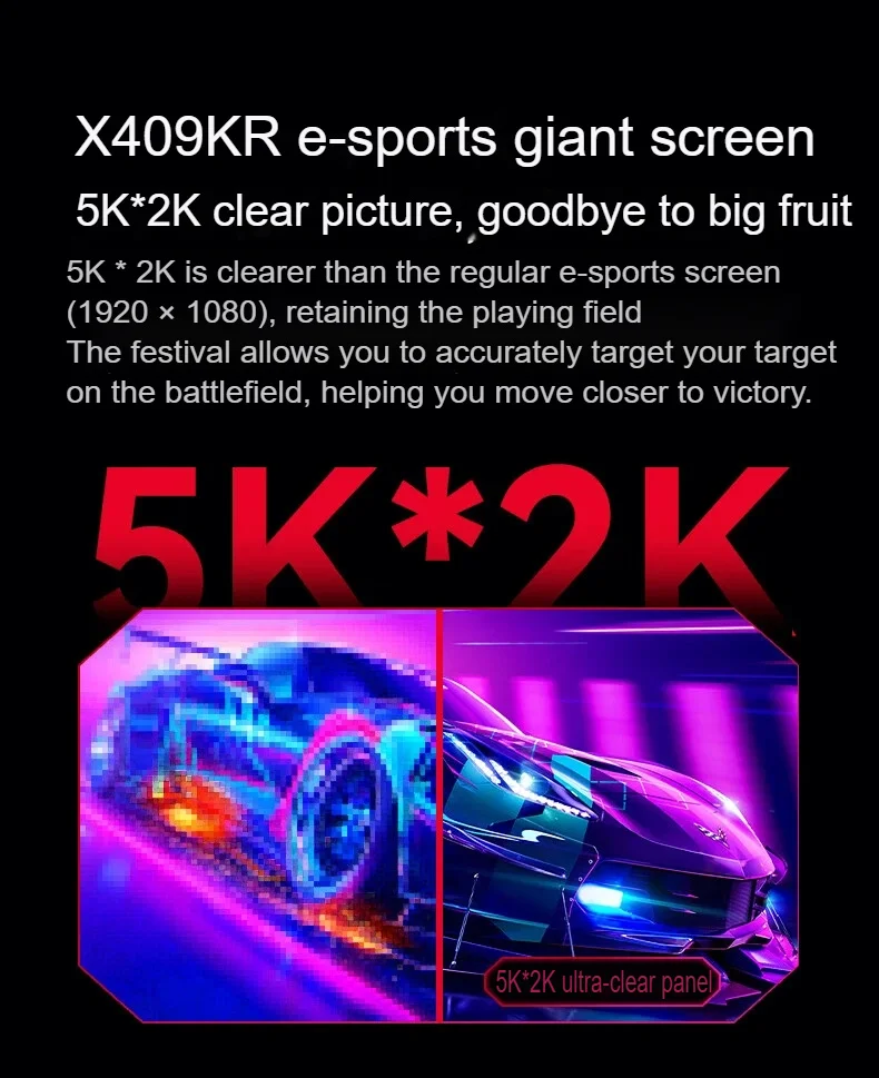 40-Inch 5K*2K 120Hz UltraWide Curved Gaming Monitor, Black Nano-IPS, HDR400, Adaptive-Sync for Immersive Racing & Simulation