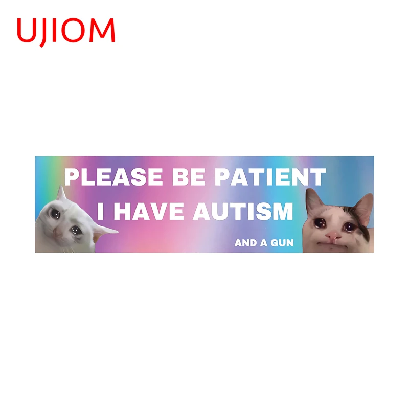UJIOM Funny Cat Warning Wall Sticker Eye Catching Home Cupboard Windows Decal Trendy Sofa Wall Skateboard  Decor Accessories