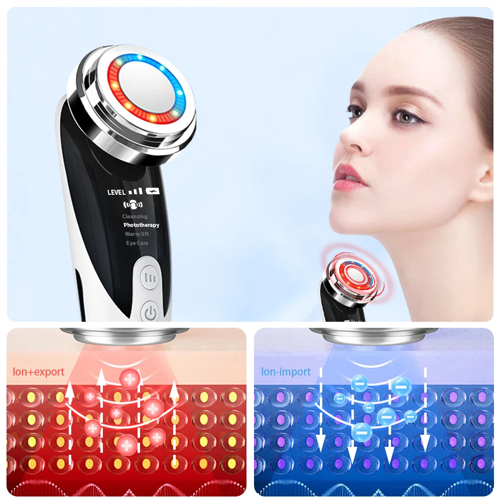 Face Massager Skin Rejuvenation Radio Mesotherapy LED Facial Lifting Beauty Vibration Wrinkle Removal Anti Aging Radio Frequency