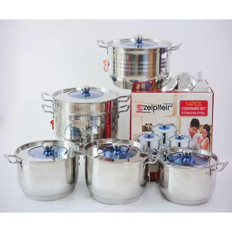 2025 Latest Classic Design Durable Multi-Piece Stainless Steel Cooking Set with Marble Material