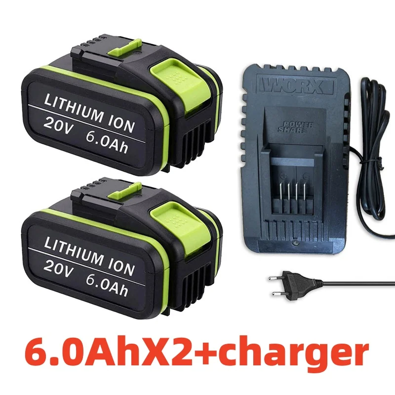 Voor Worx 20V 6.0Ah Oplaadbare Lithiumbatterij voor alle WORX Power en Tuingereedschap WA3553 WA3551 WA3553.1 WA3570
