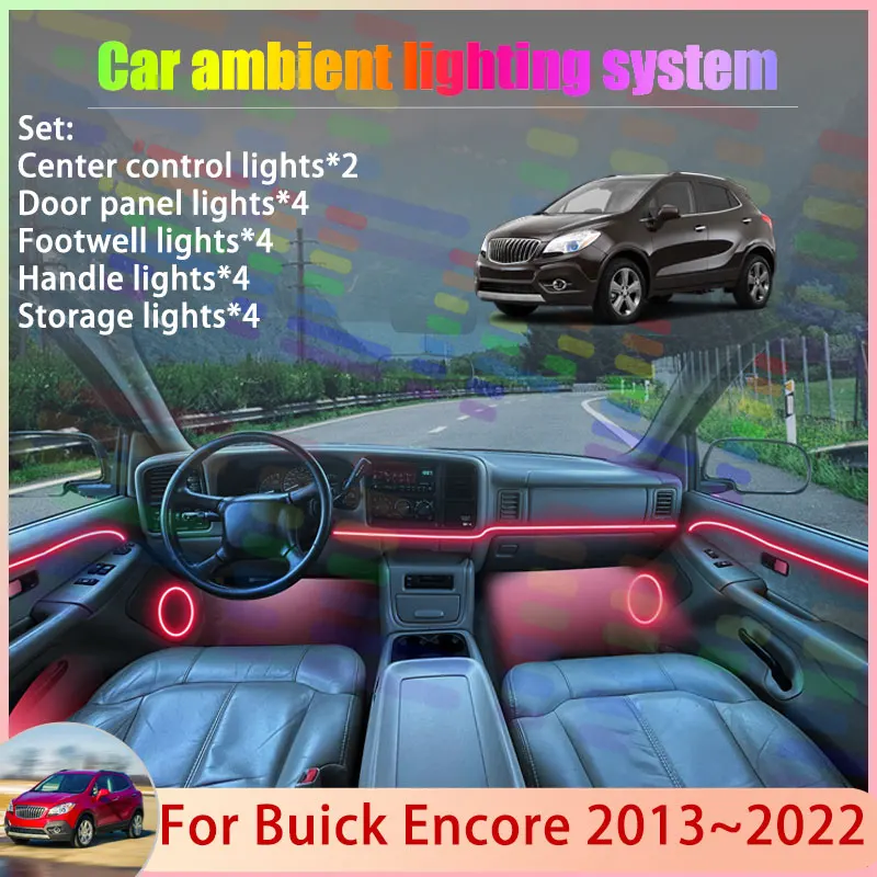 

For Buick Encore 2013~2022 2014 MK1 1th 2015 2016 2/24 in 1 Car Atmosphere Light Lamp RGB Shade Ensemble Streamer Atmosphere Set