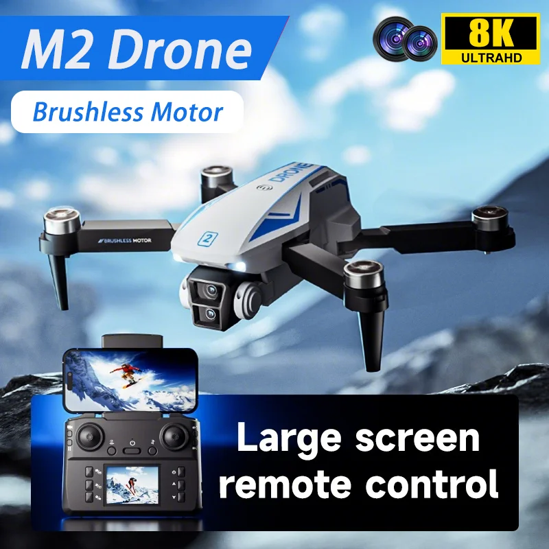 

Новый M2 RC Дрон Игрушечный самолет 8K HD Двойные камеры Интеллектуальное предотвращение препятствий Бесщеточный двигатель и оптическое позиционирование потока